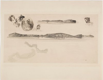 Luonnokset rannikkomittauslevyllä tekijältä James Abbott McNeill Whistler