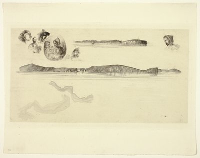 Luonnokset rannikkomittauslevyllä tekijältä James Abbott McNeill Whistler