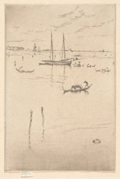 Pieni laguuni, ensimmäisestä Venetsian sarjasta (Venetsia, 12 etsauksen sarja) tekijältä James Abbott McNeill Whistler