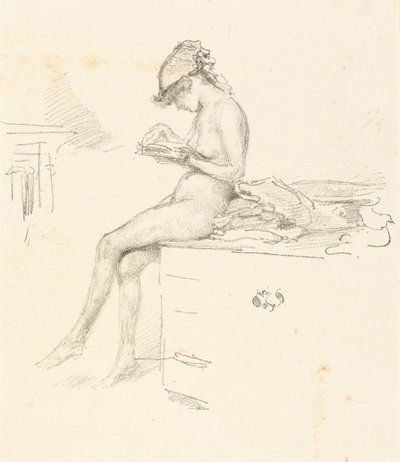 Pieni alastonmalli lukemassa tekijältä James McNeill Whistler