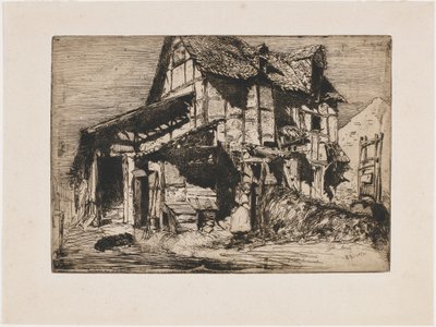 Turvaton asunto. Yksi kahdestatoista etsauksesta luonnosta (ranskalainen sarja) tekijältä James Abbott McNeill Whistler