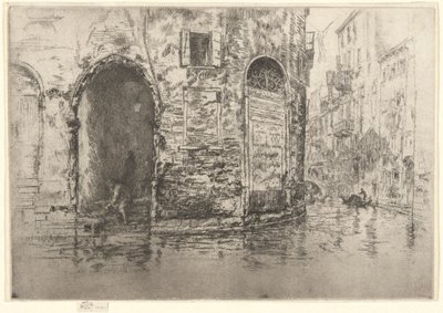 Kaksi oviaukkoa ensimmäisestä Venetsian sarjasta (Venetsia, 12 etsauksen sarja) tekijältä James Abbott McNeill Whistler