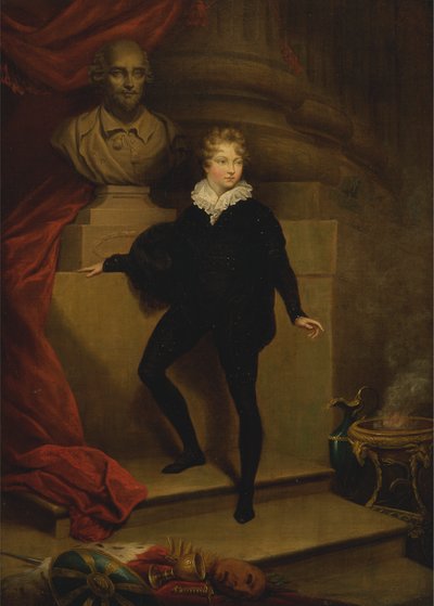 Mestari Betty Hamletina ennen Shakespearen rintakuvaa tekijältä James Northcote