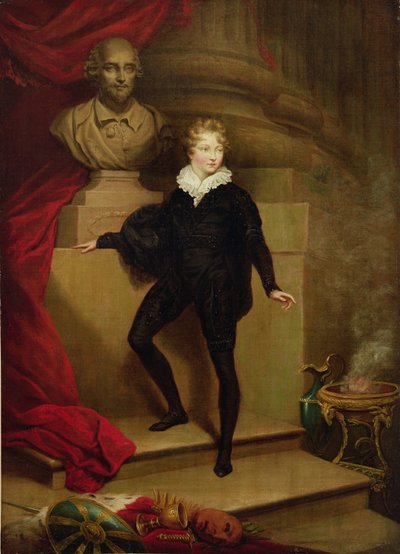Mestari Betty Hamletina ennen Shakespearen rintakuvaa, n. 1804-06 tekijältä James Northcote