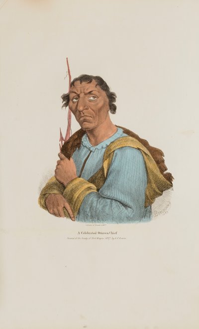Juhlittu Ottowan päällikkö, julkaisusta The Aboriginal Portfolio (Aboriginal Portfolio). tekijältä James Otto Lewis