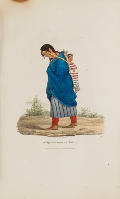 Chippeway nainen ja lapsi, Aboriginaalien portfoliosta. tekijältä James Otto Lewis
