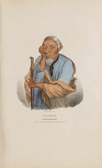 PE-CHE-CO; Pottowattomien päällikkö, Aboriginaalien salkusta. tekijältä James Otto Lewis