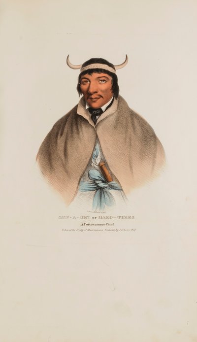SUN-A-GET tai vaikeat ajat; Pottawatomie-päällikkö, julkaisusta The Aboriginal Portfolio. tekijältä James Otto Lewis