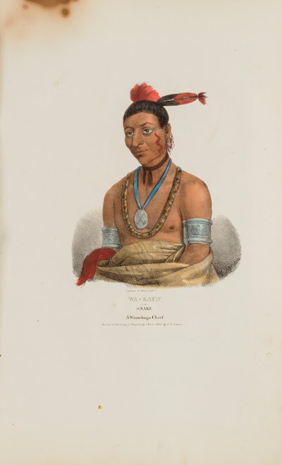 WA-KAUN eli Käärme; Winnebago Chief, Aboriginaalien portfoliosta. tekijältä James Otto Lewis