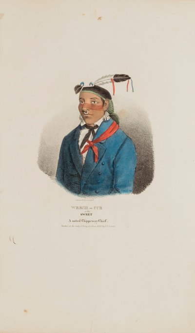 WEESH-CUB eli Sweet; tunnettu chippeway-päällikkö, Aboriginaalien salkusta. tekijältä James Otto Lewis