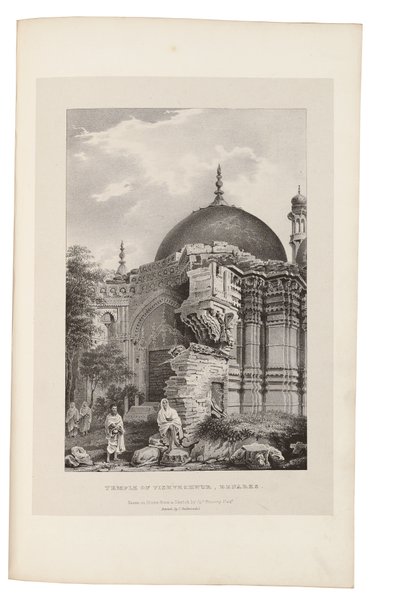 Vishweshwurin temppeli, Benares 1831-33 (litografia) tekijältä James Prinsep