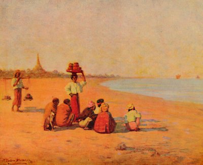 Irrawaddyn rannalla - Höyrylaivaa odotellessa, 1913 tekijältä James Raeburn Middleton