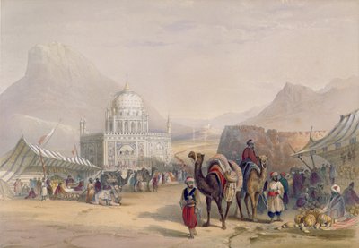Afganistanin kuninkaan Ahmed Shauhin temppeli, Kandahar, levy 27 teoksesta "Afghanistanin maisema, asukkaat ja puvut", kaiverrus Robert Carrick (n. 1829-1904) 1848 tekijältä James Rattray