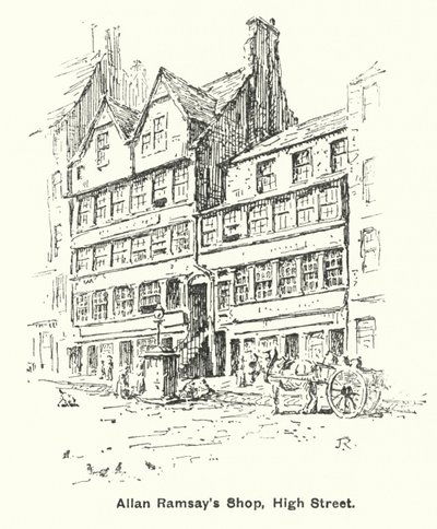 Allan Ramsayn kauppa, High Street (litho) tekijältä James Riddel