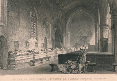Aisle of the Tombs, Chester-Le-Street Church, Durham, 1834 tekijältä James Sands