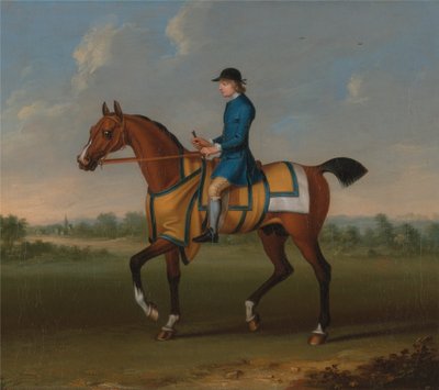 A Bay Racehorse with Jockey Up (Jockey Up) tekijältä James Seymour