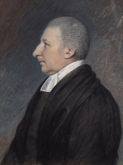 Rev. Rowland Hill (pastelli harmaalla paperilla) tekijältä James Sharples