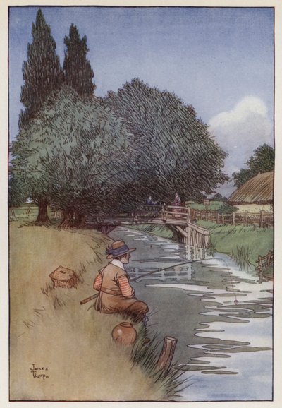 Izaak Waltonin kuvitus The Compleat Anglerille tekijältä James Thorpe