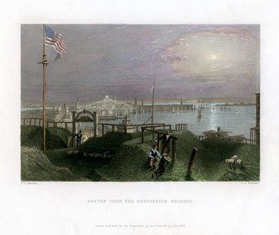 Boston nähtynä Dorchester Heightsista, USA, 1838. tekijältä James Tibbitts Willmore