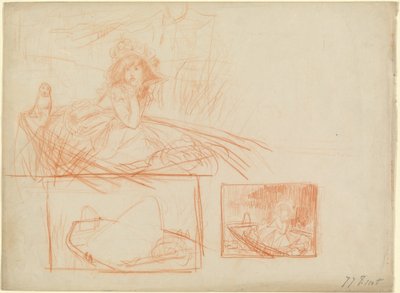 Noia pensativa a la deriva en un vaixell. finlandès tekijältä James Tissot
