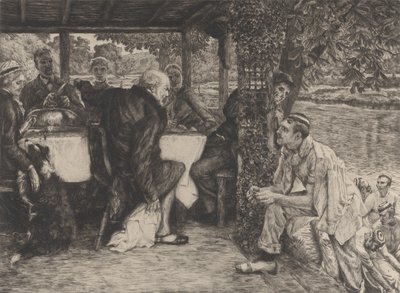 Vertaus tuhlaajapojasta, nro IV: Lihastettu vasikka, 1882. tekijältä James Tissot