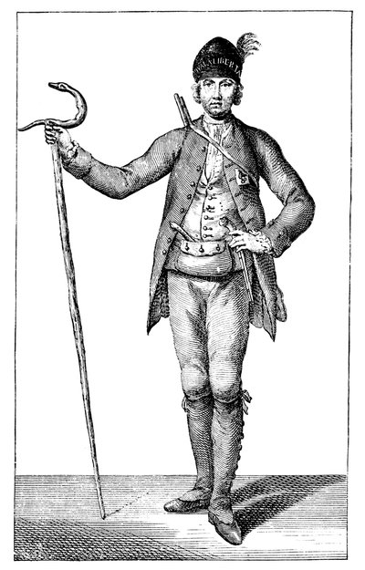 James Boswell, esq aseellisen korsikalaispäällikön mekossa, 1769. tekijältä James Wale