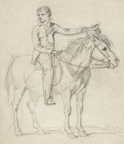 Lord Stanhope (1753-1816) ponilla ratsastavana poikana (kynä paperilla) tekijältä James Ward