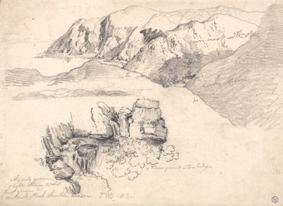 Estudos de uma costa montanhosa e uma cachoeira rochosa tekijältä James Ward
