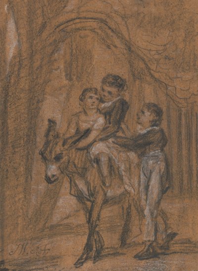Tutkimus öljymaalausta "Theophilus Levittin, Esquire, lapset" varten. (Nämä olivat Wardin usein käyttämän mesenaatin Theophilus Levettin, Staffordshiresta kotoisin olevan Theophilus Levettin lapsia.) tekijältä James Ward