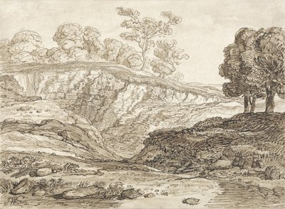 The Quarry (kynä ja ruskea muste ruskealla pesulla paperilla) tekijältä James Ward