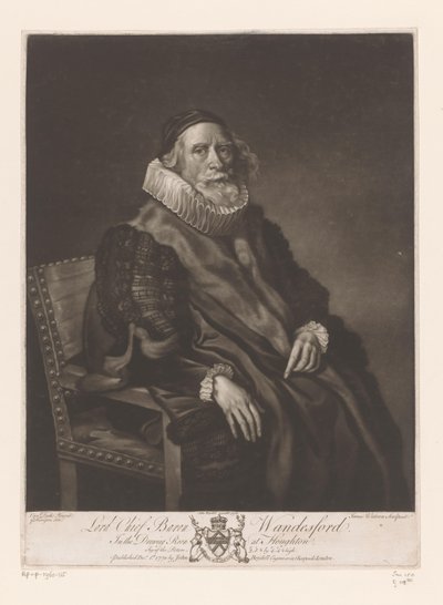 Portret van Rowland Wandesford Lord Chief Baron Wandesford (nimi esineessä) Schilderijen uit The Houghton Gallery (sarjan nimi) The Houghton Gallery (sarjan nimi) tekijältä James Watson (prentmaker)