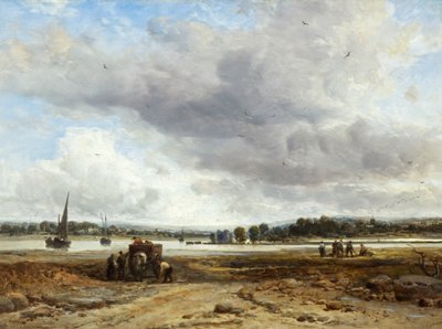 Calshot Castle, lähellä Southamptonia (öljy paneelissa) tekijältä James Webb