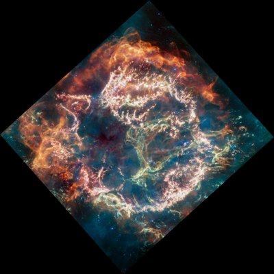 Cassiopeia A (MIRI-kuva) tekijältä James Webb Space Telescope (NASA)