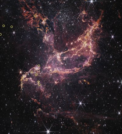 Protoplaneettaariset kiekot NGC 346:ssa (NIRCam-kuva) tekijältä James Webb Space Telescope (NASA)