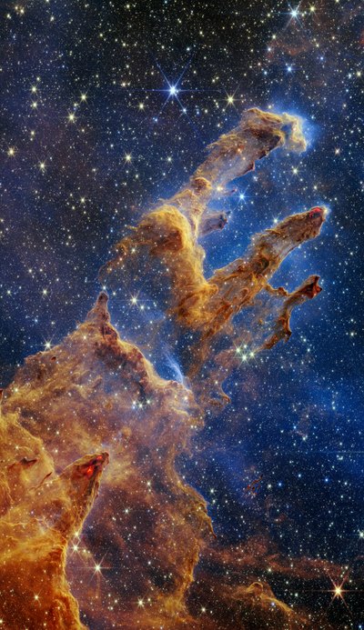 Luomisen pilarit (Web NIRCam -kuva) tekijältä James Webb Space Telescope (NASA)