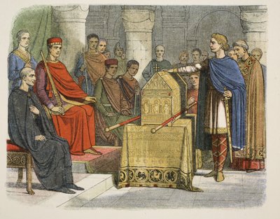 Harold II vannoo uskollisuutta Normandian herttua Williamille tekijältä James William Edmund Doyle