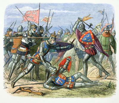 Alenconin herttua hyökkäsi Englannin Henrik V:n kimppuun Agincourtin taistelussa, 1415 1864 tekijältä James William Edmund Doyle