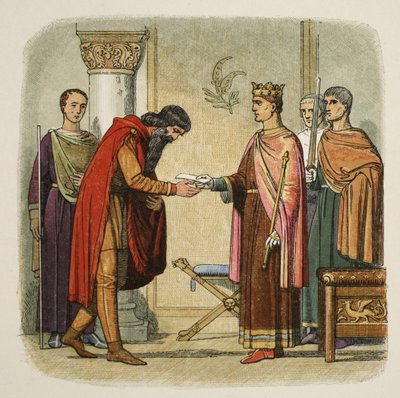 Henry valtuuttaa Dermodin keräämään joukkoja, 1170, A Chronicle of England eKr. 55 - 1485 AD, pub. Lontoo, 1863 tekijältä James William Edmund Doyle