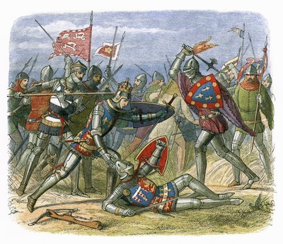 Alenconin herttua hyökkäsi kuningas Henrik V:n kimppuun Agincourtin taistelussa tekijältä James William Edmund Doyle