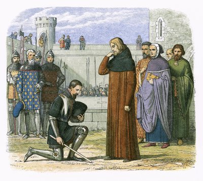 Rikhard II:n ja Henrik Bollinbroken tapaaminen, jossa Henrik vaatii valtaistuinta. tekijältä James William Edmund Doyle