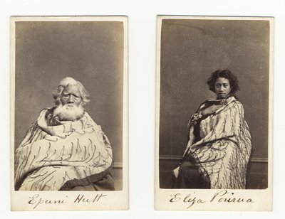 Epuni Hutt ja Eliza Porirua, n. 1865 (albumiprintti) tekijältä James Wrigglesworth