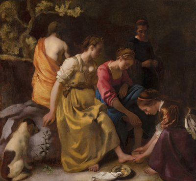 Diana ja hänen seuralaisensa, n. 1655-1656 (öljy kankaalle) tekijältä Johannes Vermeer