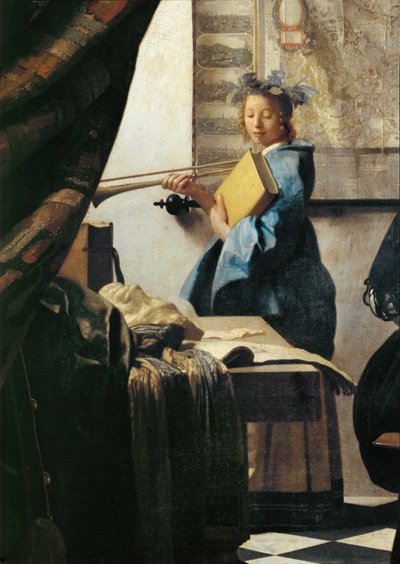 Maalari ja hänen mallinsa Kliona (öljy kankaalle) tekijältä Jan (1632-75) Vermeer