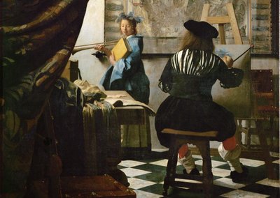 Maalari ja hänen mallinsa Kliona (öljy kankaalle) tekijältä Jan (1632-75) Vermeer
