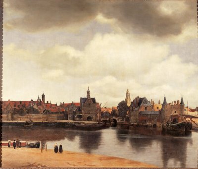 Näkymä Delftistä, Hollanti, tulipalon jälkeen (öljy kankaalle) tekijältä Jan (1632-75) Vermeer