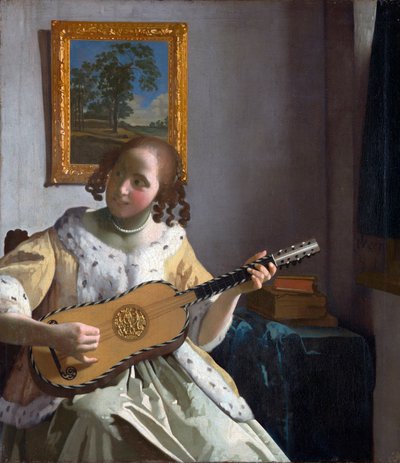""The Guitar Player" (The Guitar Player) maalaus Jan Vermeer (Johannes) (1632-1675) - 1672 - Öljy kankaalle - Koko 53x46,3 cm Kenwood House tekijältä Johannes Vermeer