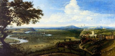Näkymä Nottinghamiin idästä, n. 1695 (öljy kankaalle) tekijältä Jan (attr.to) Siberechts