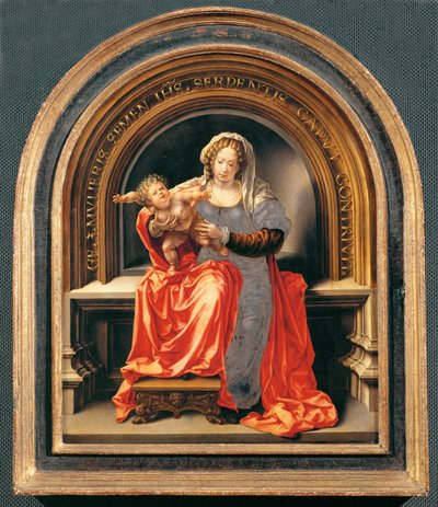 Madonna ja lapsi (maalaus tammipuulle) tekijältä Jan (c.1472-c.1533) Gossaert