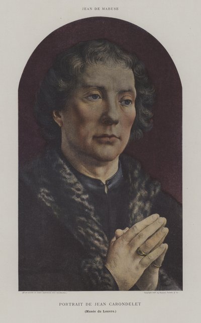 Jean Carondeletin muotokuva (väri litho) tekijältä Jan (c.1472 c.1533) (after) Gossaert