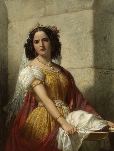 Salome Johannes Kastajan pään kanssa. Noin 1861 tekijältä Jan Adam Janszoon Kruseman